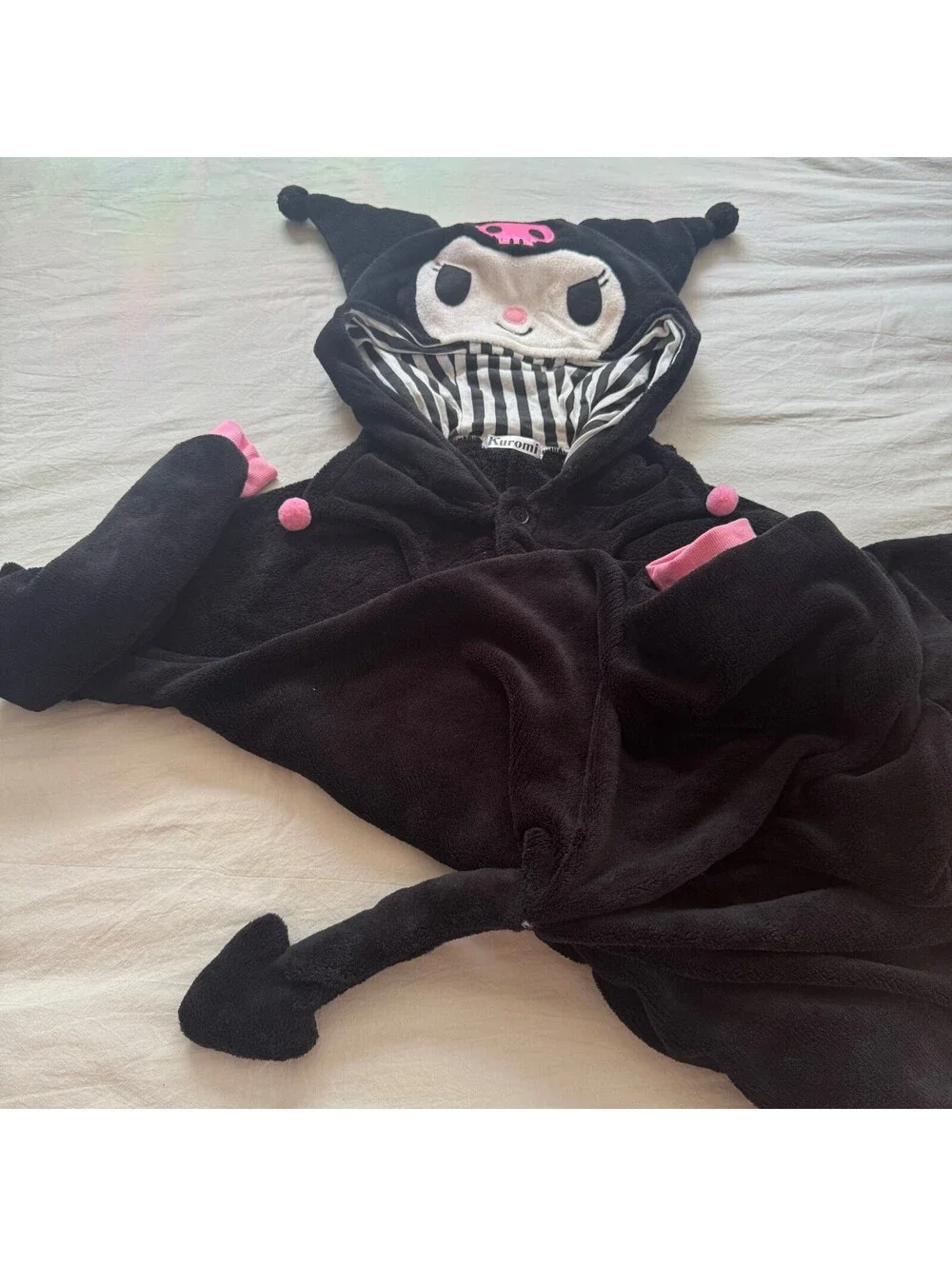 Official Sanrio Kuromi Kigurumi Fleece Onesie Pajama Costume Hooded One Size